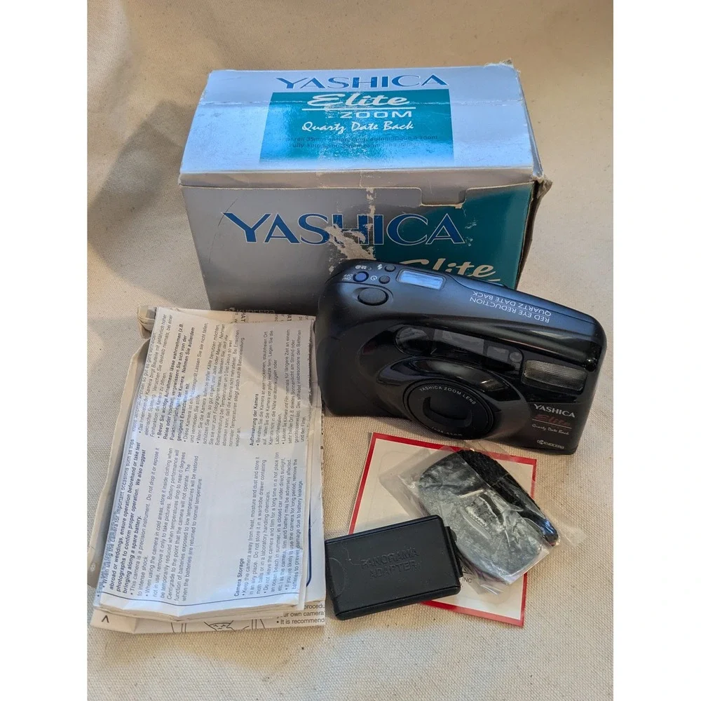 Yashica Elite Zoom 35mm Film Camera 38-65mm Lens Box PA-05 Working